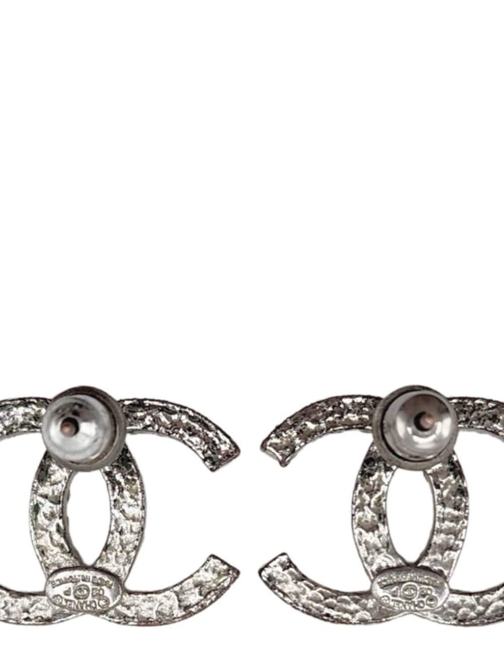 Chanel Silver Crystal CC Stud Earrings - Picture 2 of 3